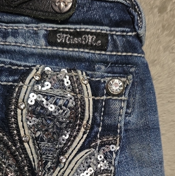 Miss Me Dark Blue Bootcut Men's Jeans - Picture 5 of 6